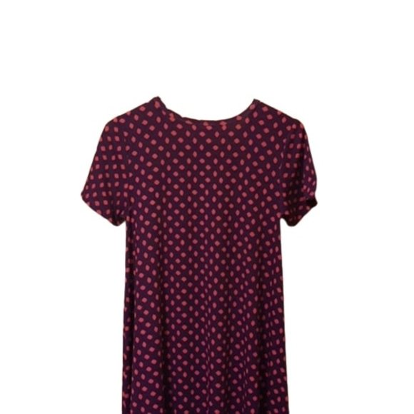 LuLaRoe Carly Purple with Pink Geometric Pattern High-Low Swing Dress NWT - Picture 3 of 6